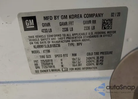2020 Buick Encore Gx Fwd Essence from USA, damaged, VIN KL4MMFSL0LB105236